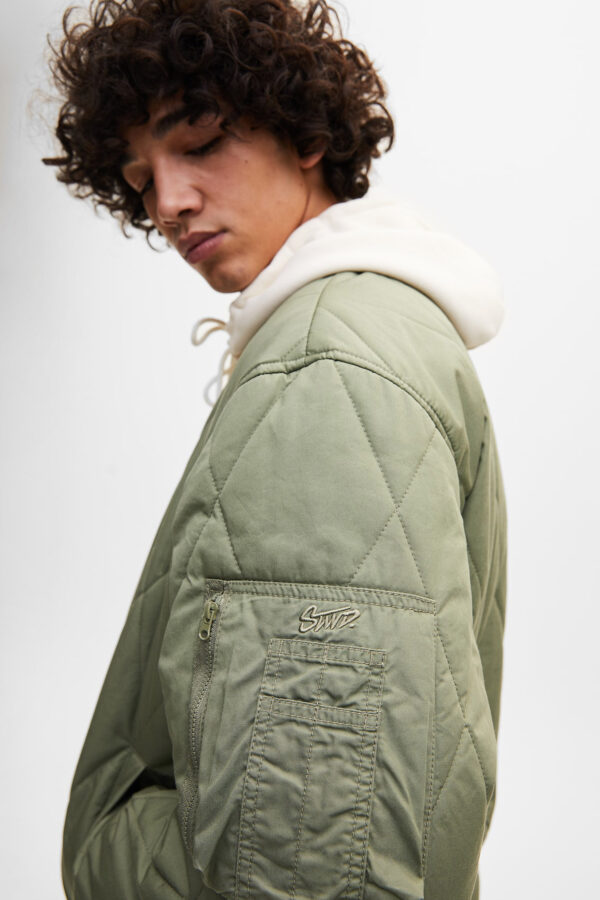 Quilted Bomber Jacket With Ribbed Trims - Image 3